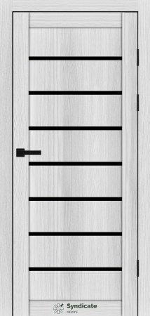 Двері Syndicat Doors PVC 102 Сіра структура чорне скло